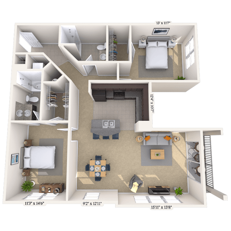 Floorplan image of unit 401-102