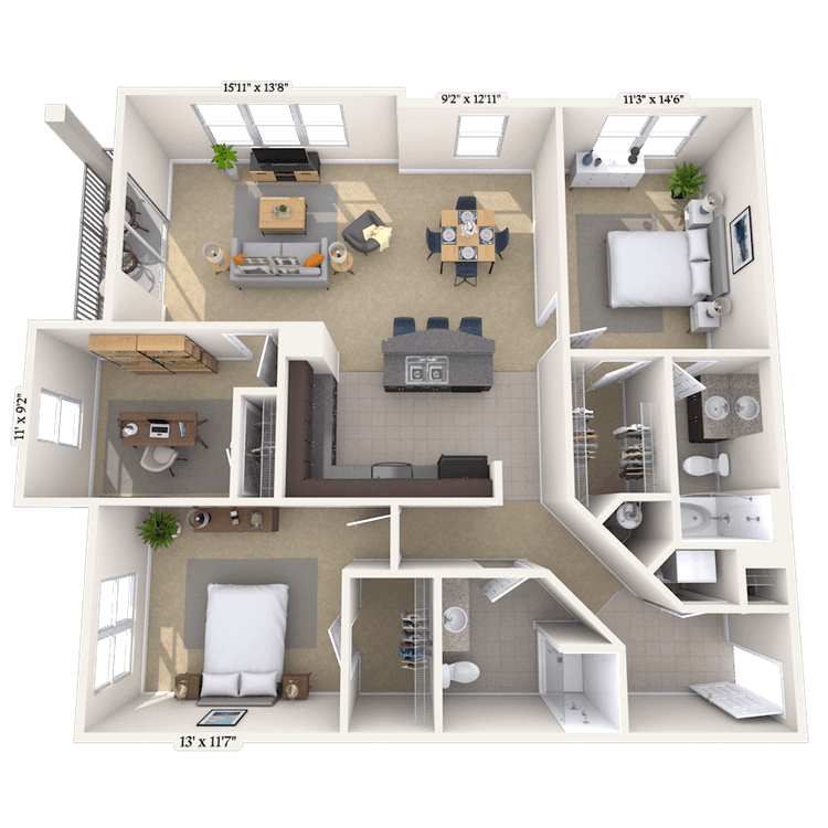 Floorplan image of unit 401-202