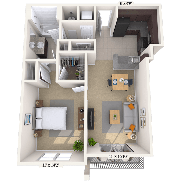 Floorplan image of unit 700-407