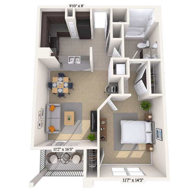 Floorplan image of unit 800-206