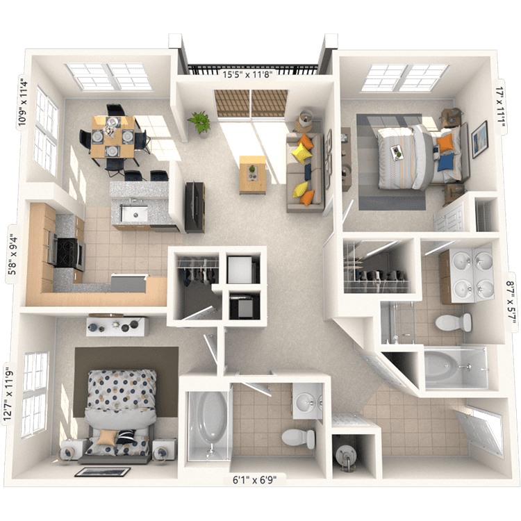 Floorplan image of unit 800-302