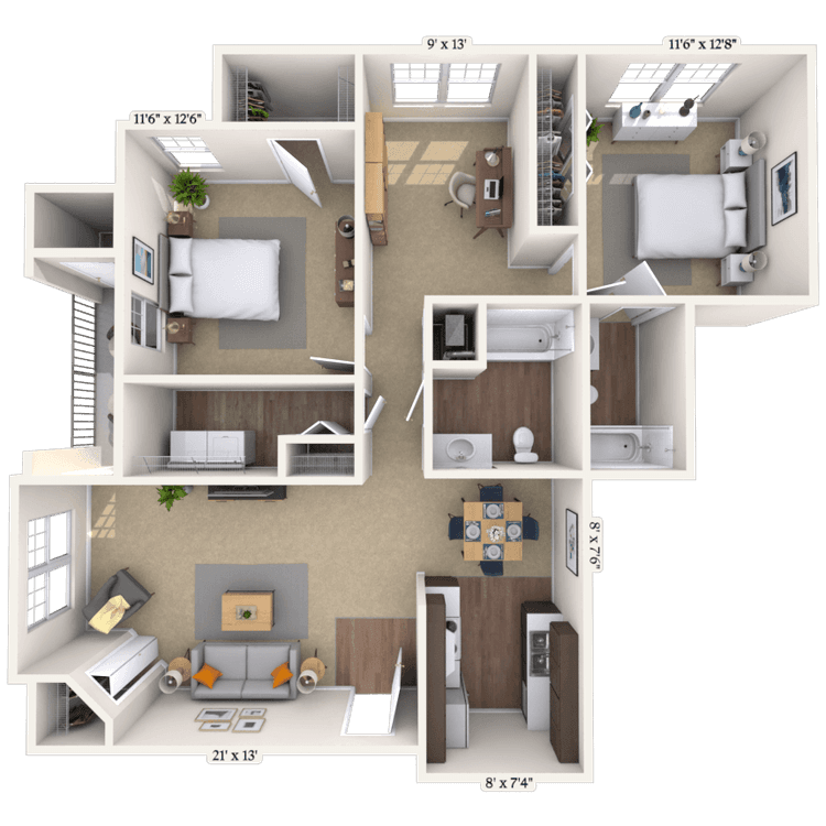 Floorplan image of unit 14305