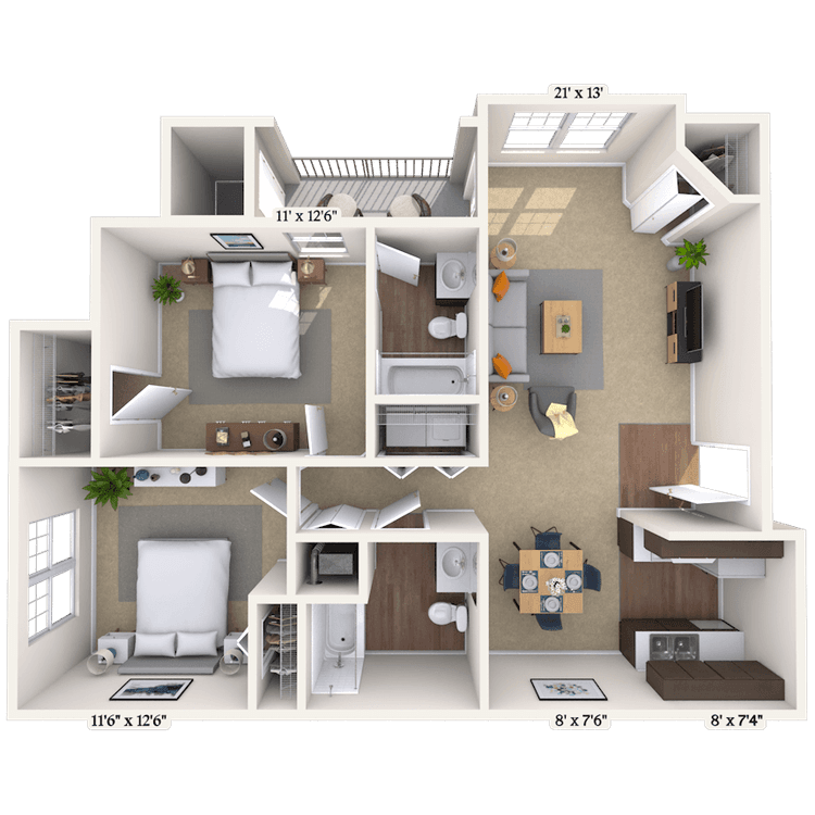 Floorplan image of unit 13208