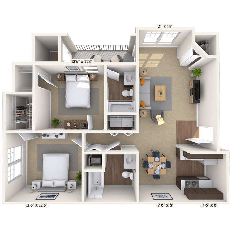 Floorplan image of unit 18107