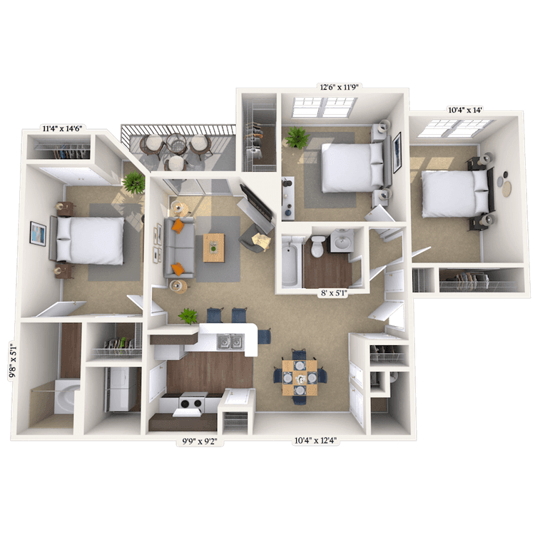 Floorplan image of unit 1111107