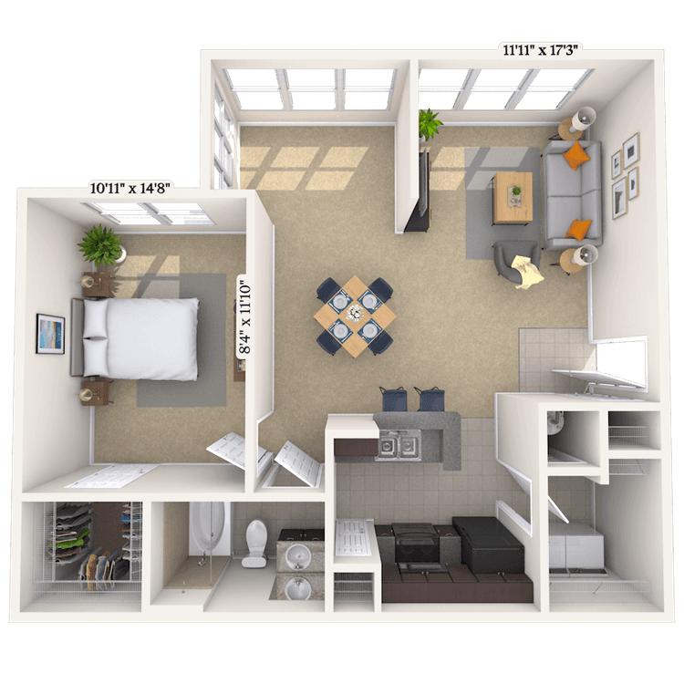 Floorplan image of unit 0707-103