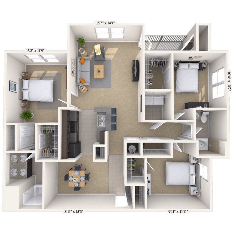 Floorplan image of unit 1111-307