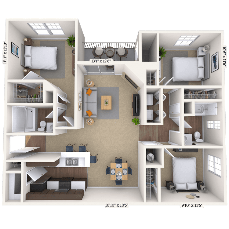 Floorplan image of unit 15141022
