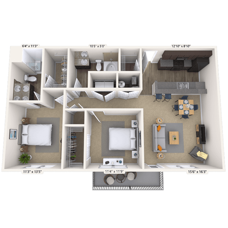 Floorplan image of unit 06-208