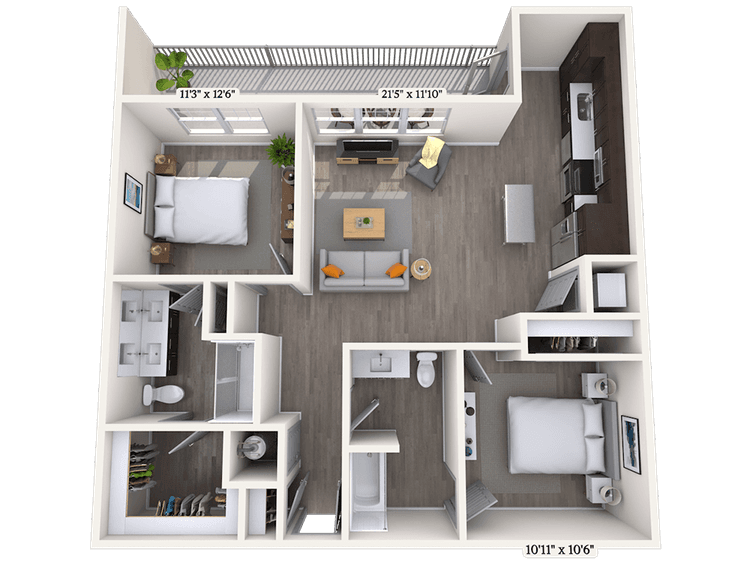 Floorplan image of unit 445