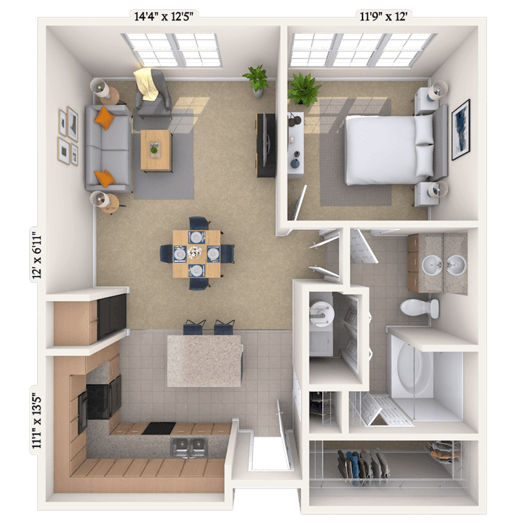 Floorplan image of unit I 1344