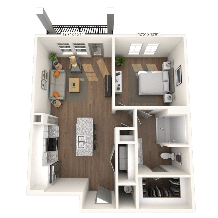 Floorplan image of unit 1-306