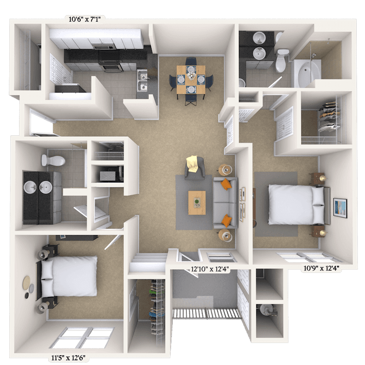 Floorplan image of unit 7304