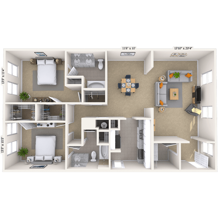 Floorplan image of unit 164