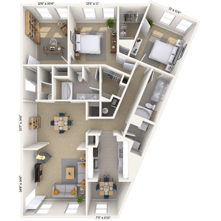 Floorplan image of unit 188
