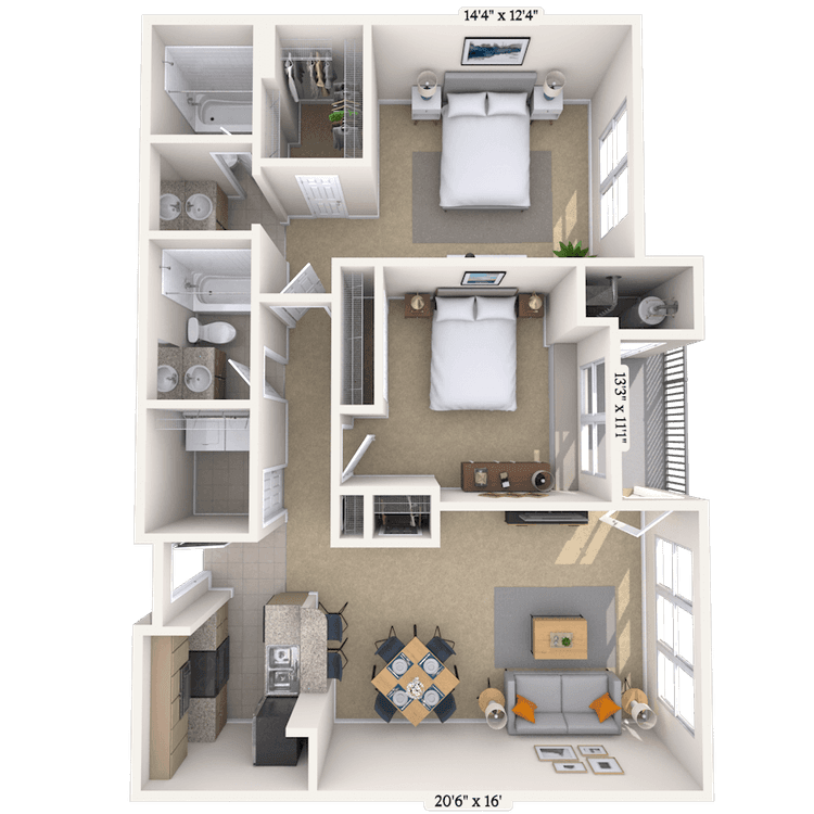 Floorplan image of unit 6104