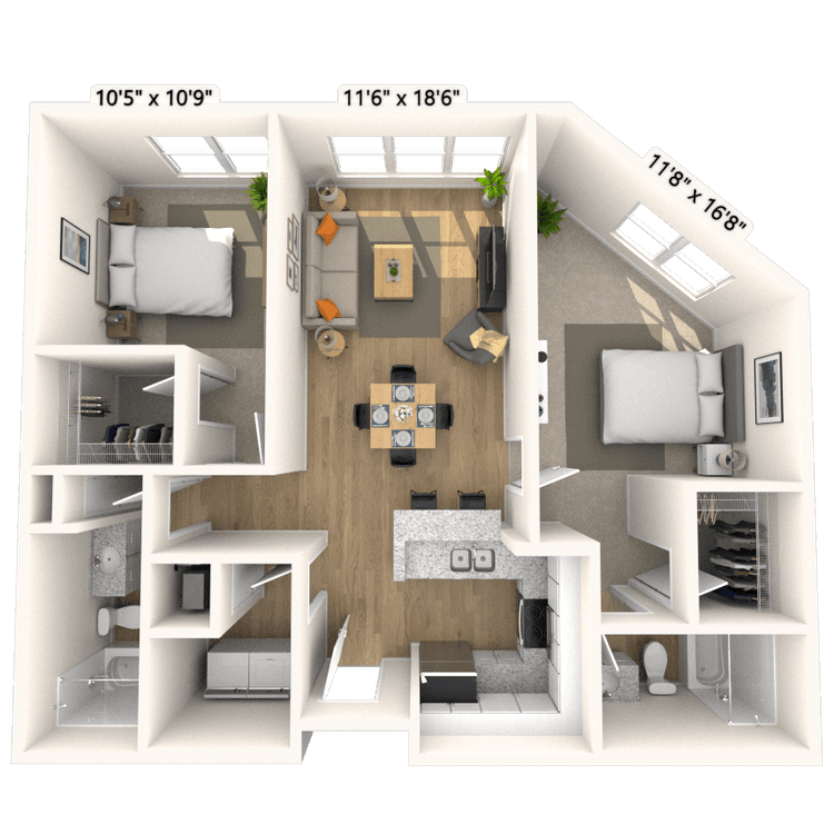 Floorplan image of unit 1116P2
