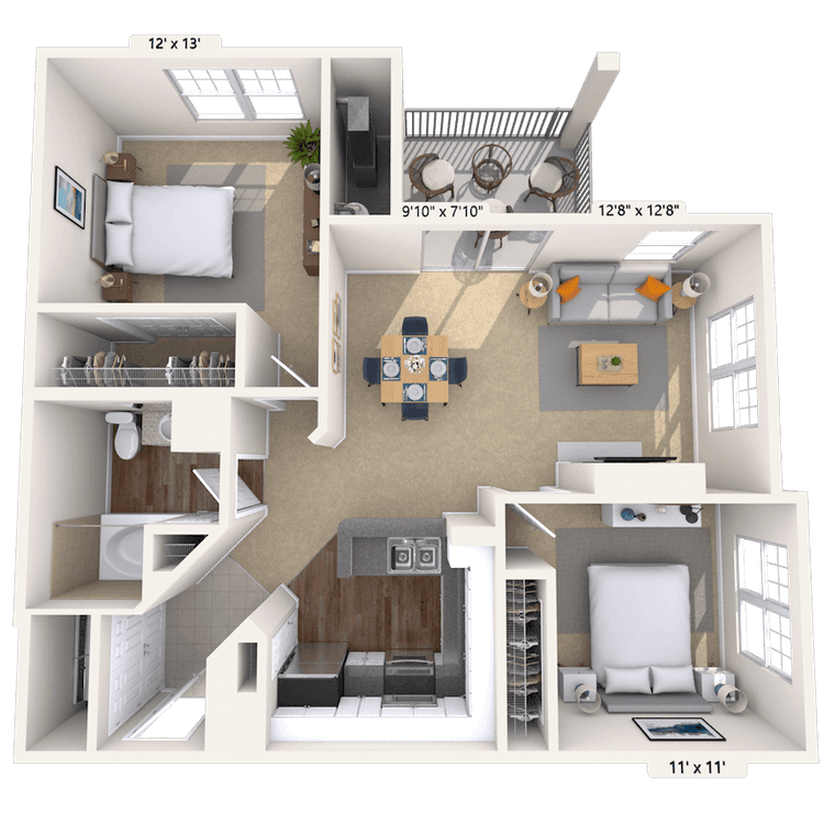 Floorplan image of unit 7302