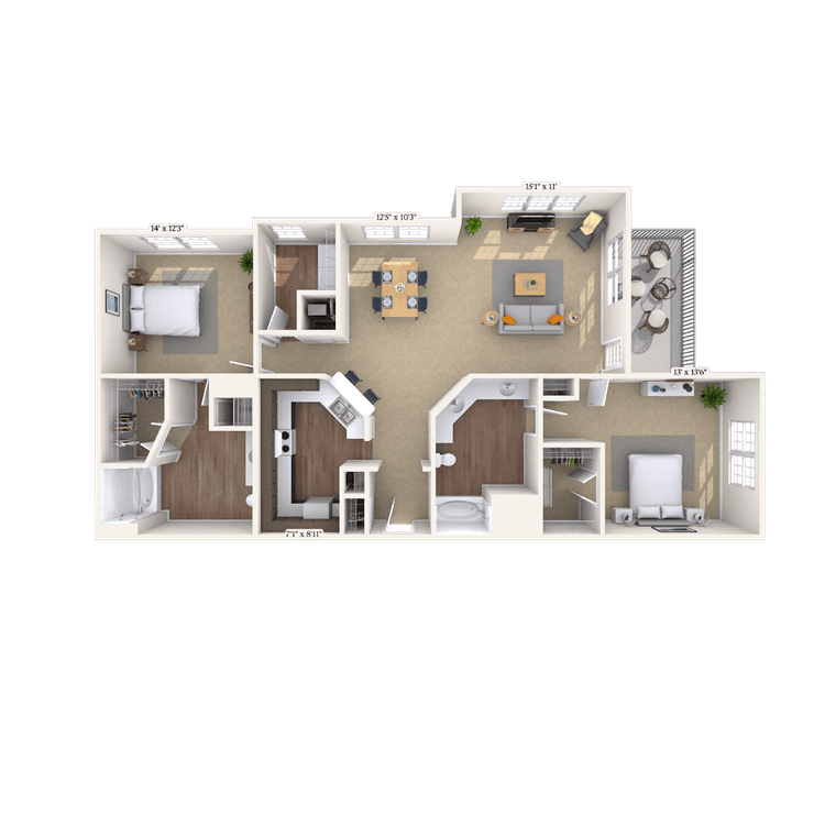 Floorplan image of unit 628