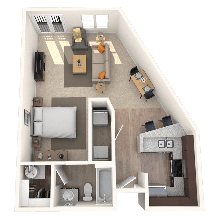 Floorplan image of unit 105