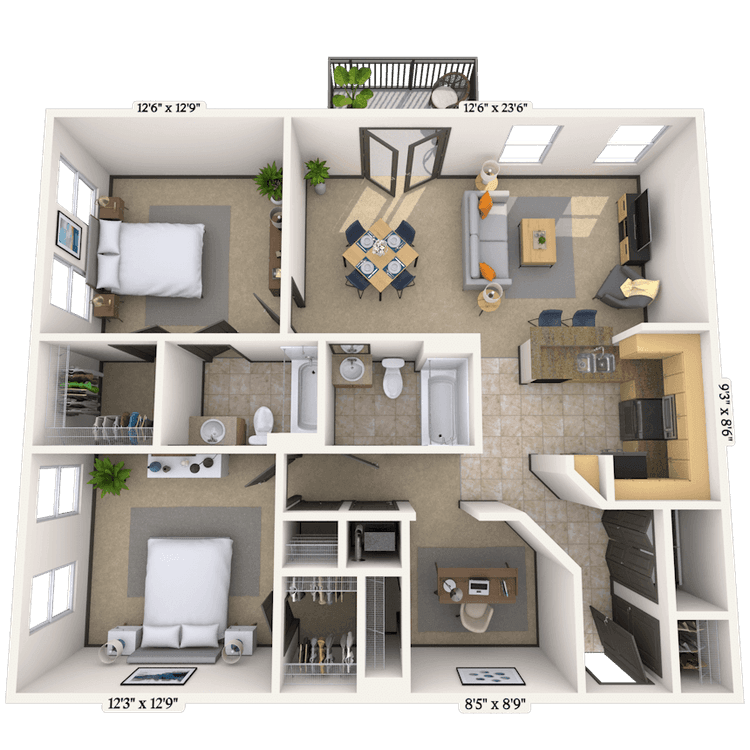 Floorplan image of unit 14102