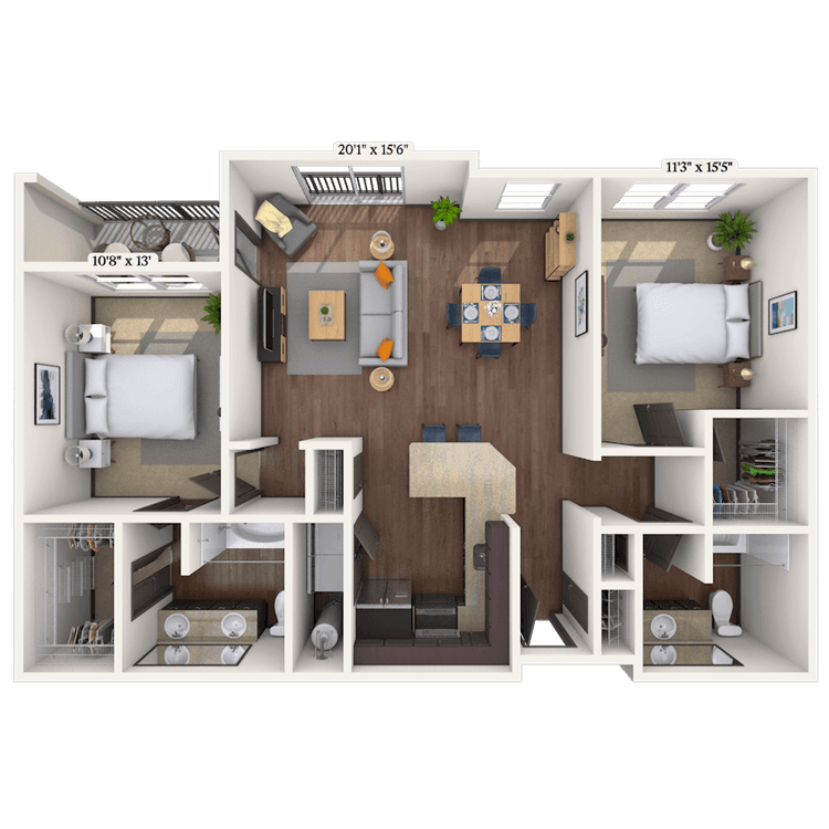 Floorplan image of unit 2302