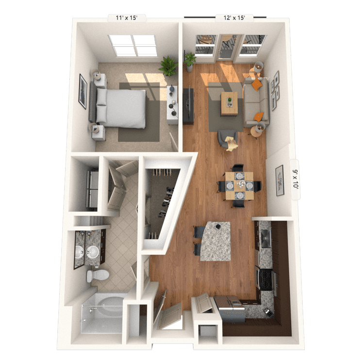 Floorplan image of unit 3117