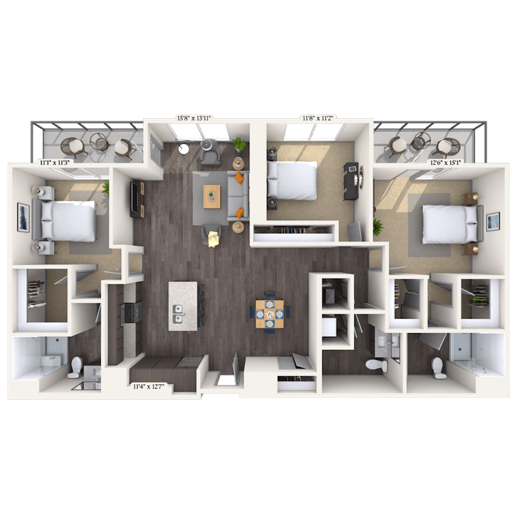 Floorplan image of unit 2107