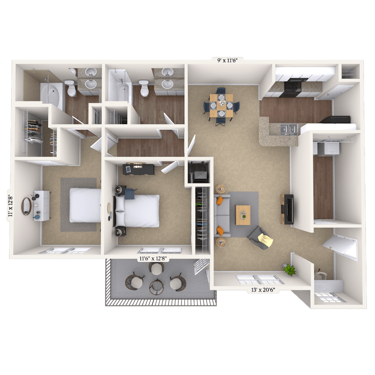 Floorplan image of unit 01125