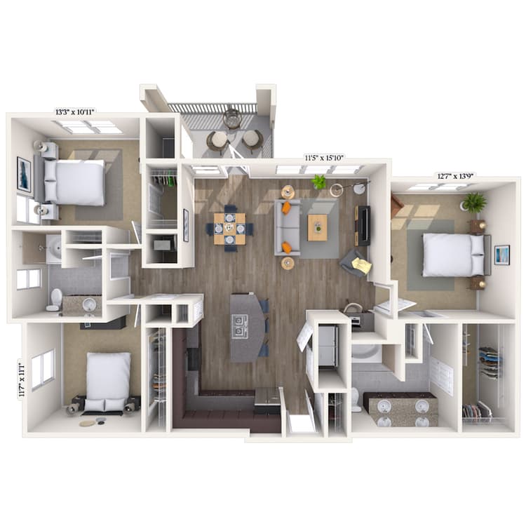 Floorplan image of unit 7207