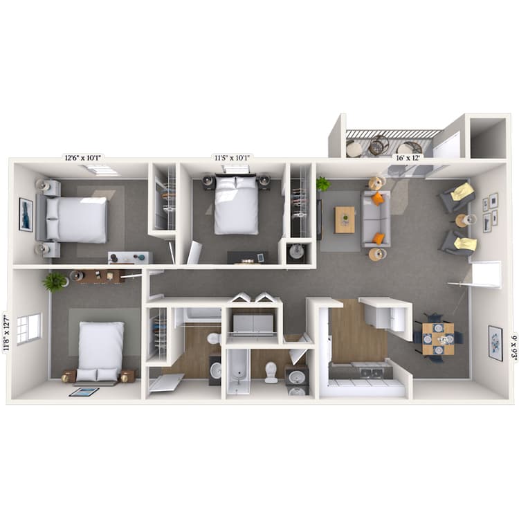 Floorplan image of unit 3636G