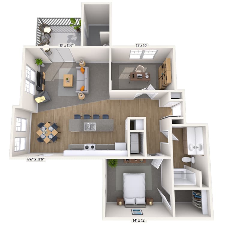Floorplan image of unit 1208