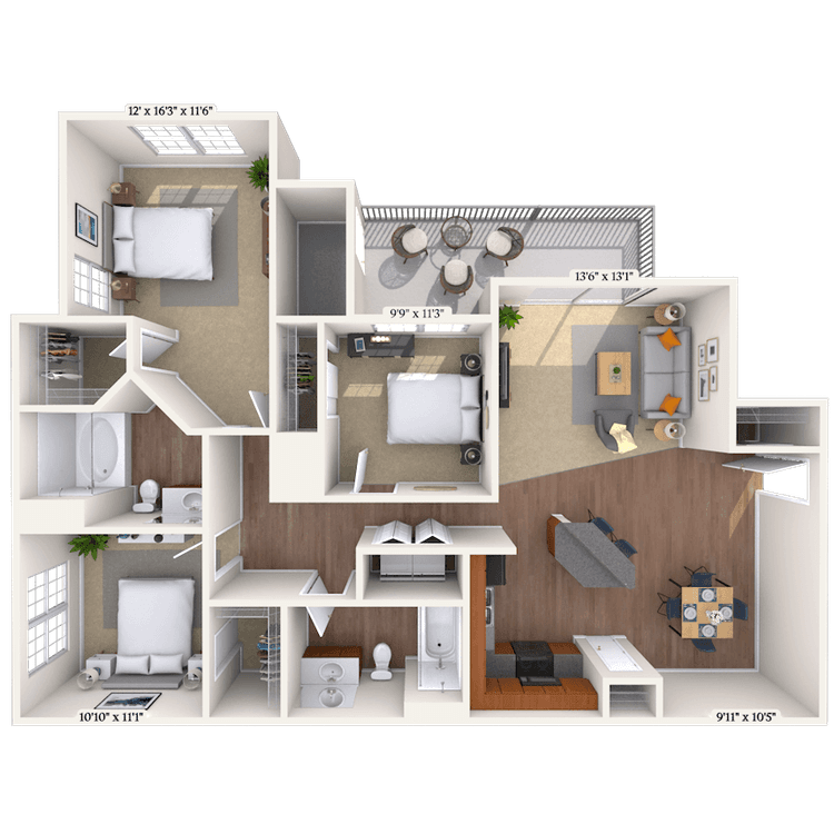 Floorplan image of unit 101048