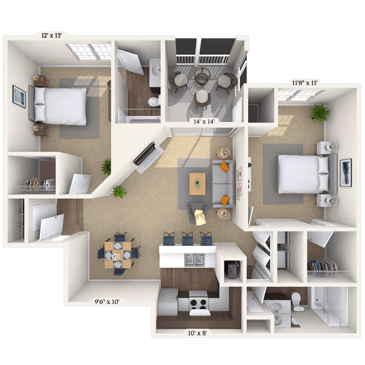 Floorplan image of unit 1313O