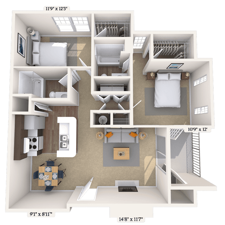 Floorplan image of unit 0115-107
