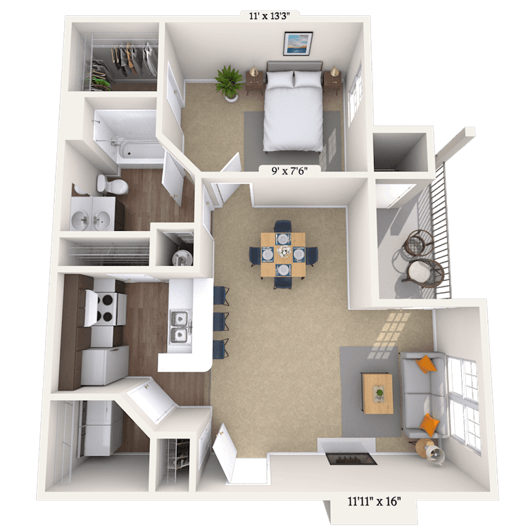 Floorplan image of unit 0107-303