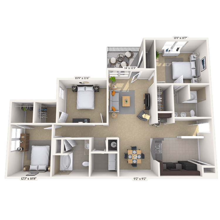 Floorplan image of unit 04302