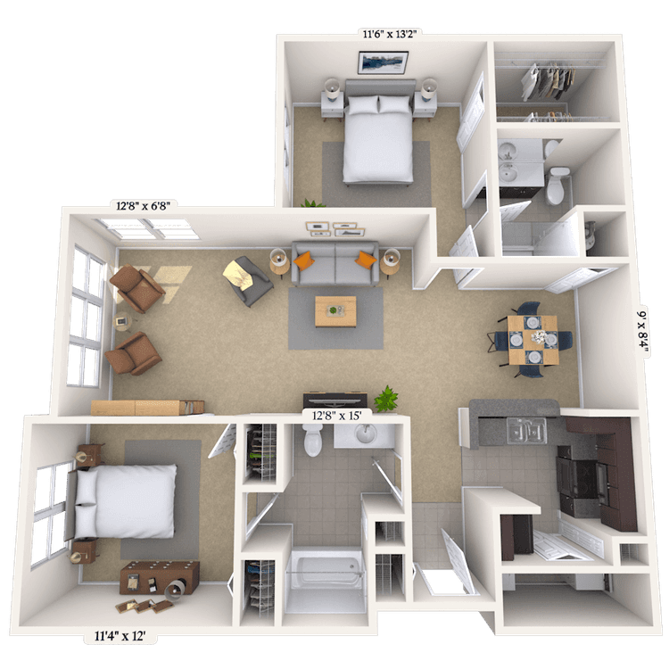Floorplan image of unit 02307