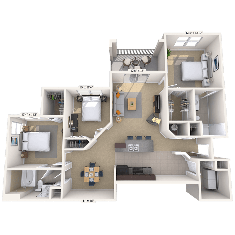 Floorplan image of unit 12206