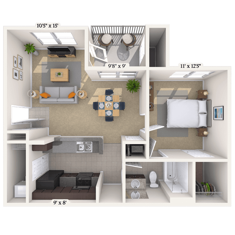 Floorplan image of unit 1007
