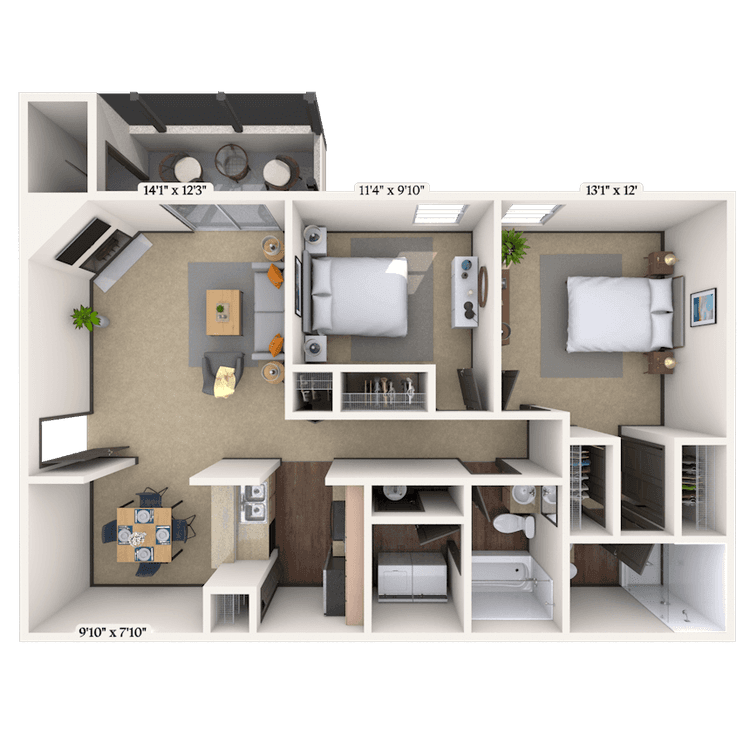 Floorplan image of unit 01043