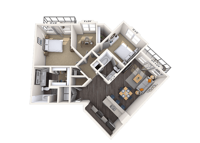 Floorplan image of unit II 8-219